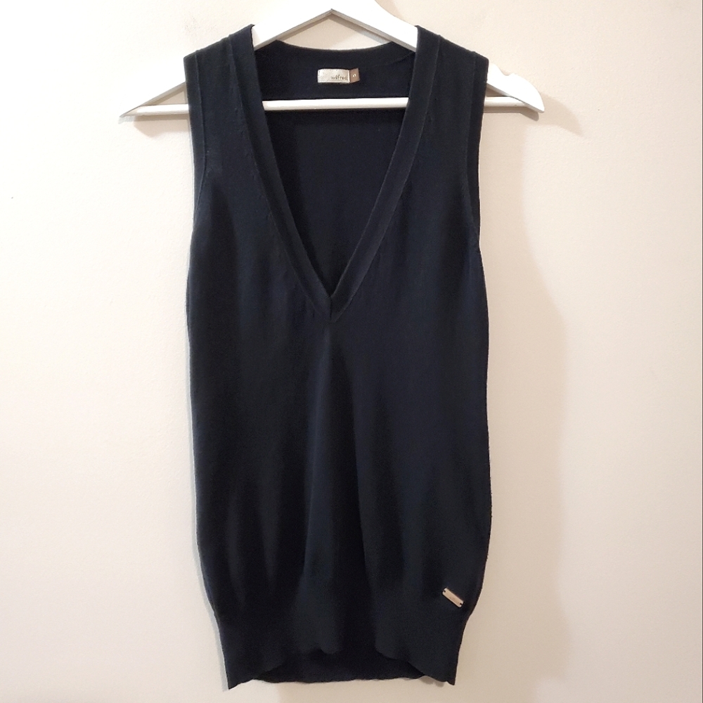 Wilfred - Black Knit V-Neck Vest - Size S